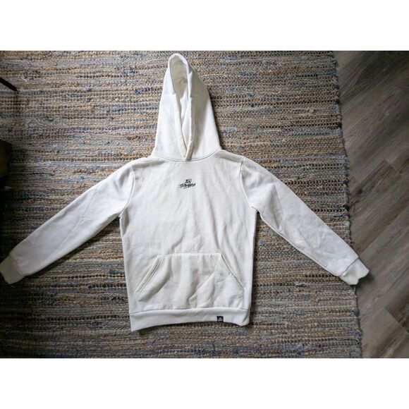 100 Thieves Center Logo Embroidered Hoodie White Thick Cotton Blend Cyber Grunge - Picture 2 of 12